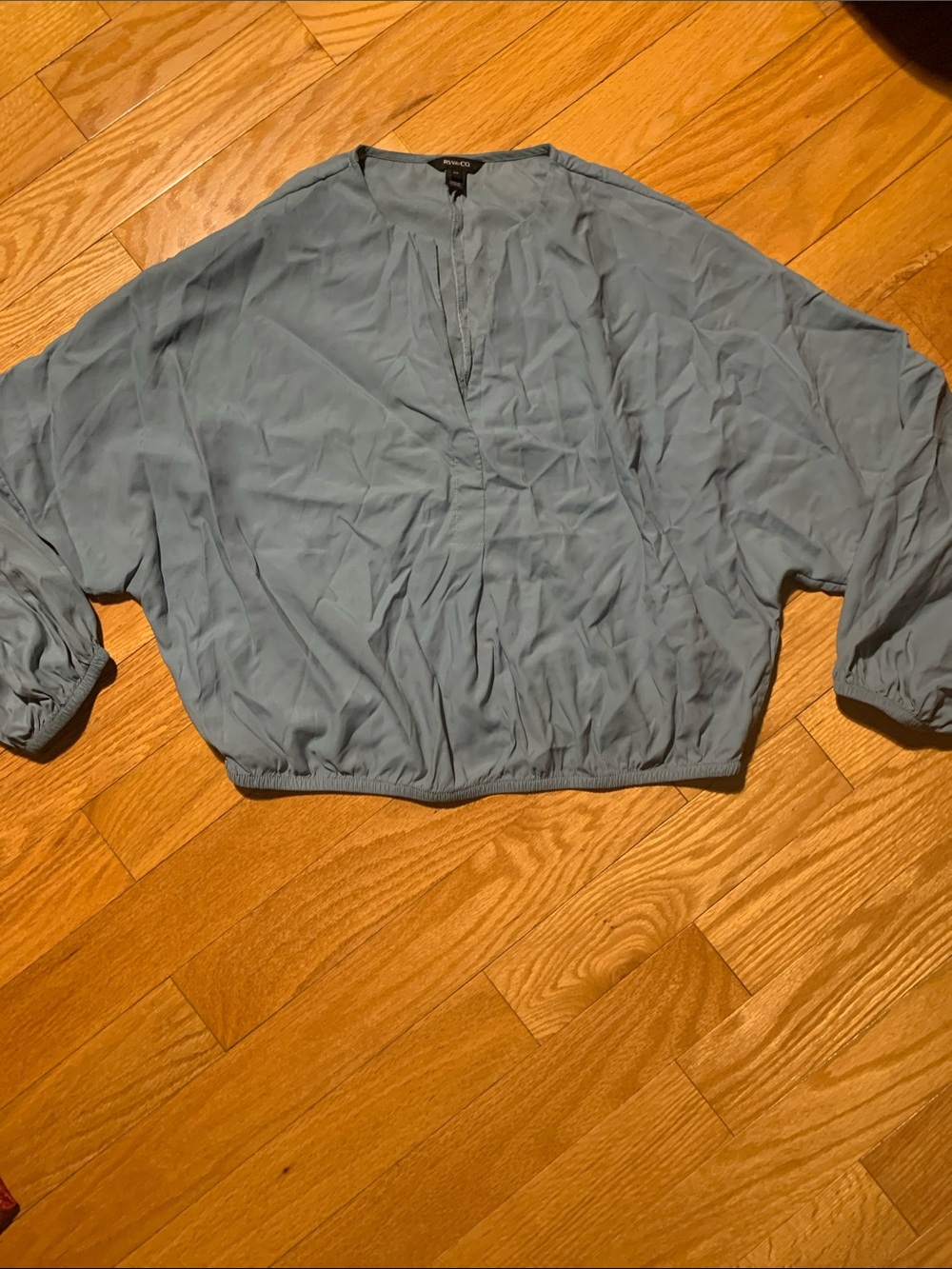 RW & Co Light Blue Billowy V-Neck Blouse